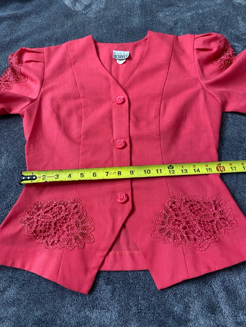 Vintage Rose Motif Crochet Lace Blazer – Romantic Southern Belle Style - Picture 12 of 12